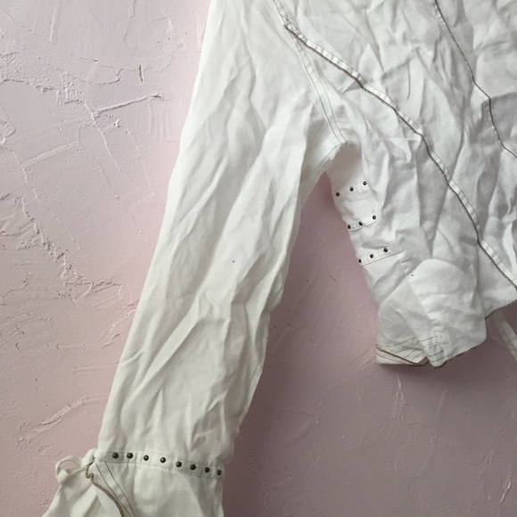 Svetlana Studded + Laced Trim Baronesses Blouse White Shirt Collar and Frills - Picture 7 of 9